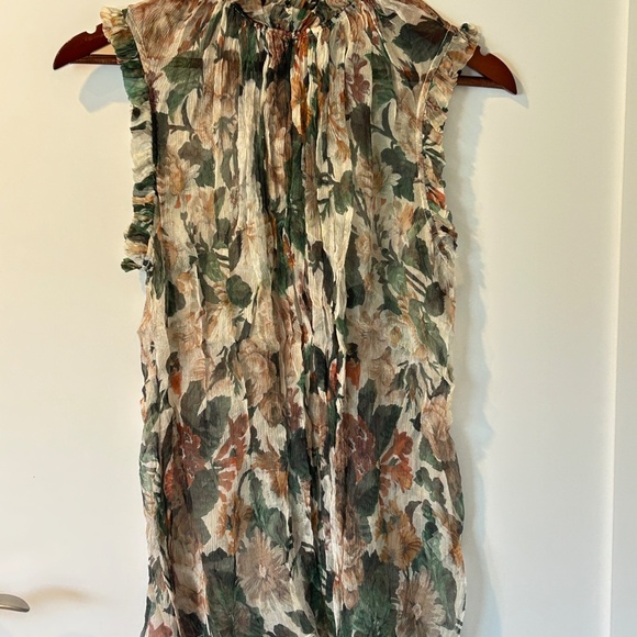 AUTHENTIC ZIMMERMANN ARCADIA RUFFLE SILK TOP IN FLORAL SIZE 2 US SIZE M SOLD OUT - Picture 2 of 13